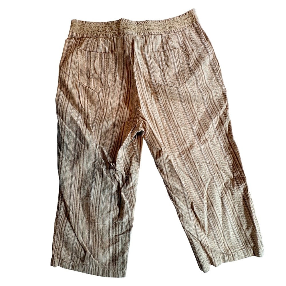 Lee Striped Linen Blend Capri Pants Womens 14 Medium Relaxed Boho Cropped - Picture 2 of 8